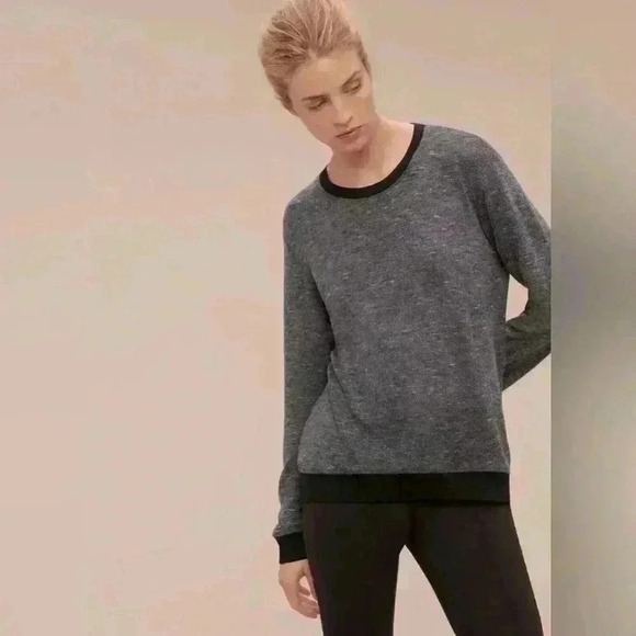 Wilfred Aritzia Berri Heathered Charcoal Black Long Sleeve T Shirt Sweater M - Picture 1 of 5